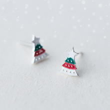 MloveAcc 925 Sterling Silver Christmas Tree Stud Earrings for Kids Enamel Jewelry Christmas Gift 2024 - buy cheap