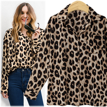 2018 Women Blouse Leopard Print Shirt Long sleeve Turn-down Collar Top Loose Blouses Plus Size Camisa Feminina Clothing 2024 - buy cheap