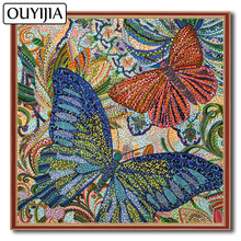 OUYIJIA-artesanías de pintura de diamante 5D de mariposa de dibujos animados, mosaico de punto de cruz con diamantes de imitación, decoración del hogar, regalo de costura 2024 - compra barato