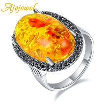 Ajojewel Size 7-9 Shinning Single Big Stone Orange Resin Ring For Women Luxury Party Jewelry Anniversary Gift 2024 - buy cheap