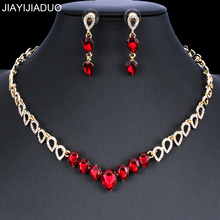 jiayijiaduo Exquisite Crystal Necklace Earring Sets for Cute Women's Dresses Accessories Gift Jewelry Set dropshipping new 2024 - buy cheap