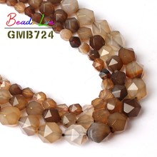 Wholesale Natural Faceted Coffee Brown Agat Stone Beads For Jewelry Making DIY Bracelet Necklace Jewellery 6 8 10 mm Strand 15'' 2024 - buy cheap