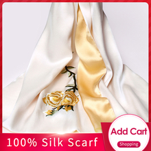 Bordado artesanal, cachecol de seda 100% pura de luxo 2021 hangzhou 16 mm xales e embrulhos de seda natural e real para mulheres 2024 - compre barato