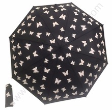 Customized mass cargo Oem Ex-factory three fold manual windproof promotion umbrella anti-rust flying butterflies parasol 2024 - buy cheap