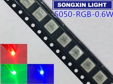 1000 шт., SMD 5050, RGB-чип, светодиодная лампа, smd5050, трехцветсветодиодный, 0,6 мА, светодиодный Вт, красная, зеленая, синяя, Светодиодная лампа высокой мощности, печатная плата, SMT, бусины высотой 1,1 мм 2024 - купить недорого