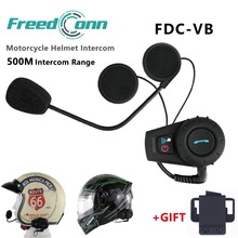 Мото-гарнитура Freedconn 500 м для мотоциклетного шлема, комплект спортивных шлемов с Bluetooth, fm-радио, FDC-VB 2024 - купить недорого