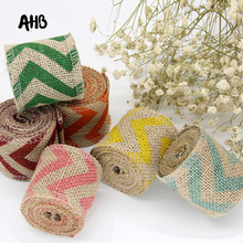 60mm Hemp Ribbon Colorful Wave Printed Ribbon Handmade Party Wedding Decor Costume Crafts DIY Gift Wrapping Materials 2m/roll 2024 - buy cheap
