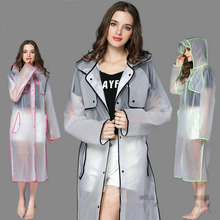 New Fashion EVA Women Poncho With Hat Ladies Waterproof Long Translucent Raincoat Adults Rain Coat 2024 - buy cheap