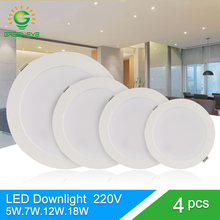 Luz descendente led de ojo verde para dormitorio, lámpara de panel redondo ultrafino 2835SMD, 3w, 5w, 7w, 12w, 18w, CA 220V, 240V 2024 - compra barato