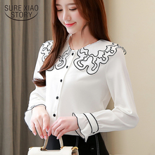 womens tops and blouses women shirts plus size Lace Doll Collar Long Sleeve chiffon blouse Shirt 2019 Spring school wind 2588 50 2024 - buy cheap