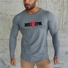 Camiseta de algodón de manga larga para hombre, ropa deportiva para correr, gimnasio, Fitness, entrenamiento, 2021 2024 - compra barato