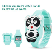 1 Pcs Kids LED Electronic Watch Silicone Band Cartoon Panda Flip Case Wrist Watch Lovely Gift LXH 2024 - buy cheap