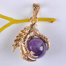 Natural Purple Crystal Bead Dragon's Talons GEM Pendant Jewelry S914 2024 - buy cheap