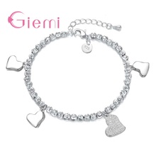 Genuine Long Romantic Heart Chain Women Bracelets 925 Sterling Silver  Jewelry for Ladies Shiny CZ Wedding Bijoux 2024 - buy cheap
