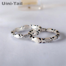 Uini-tail-anillo abierto de pescado pequeño de plata de ley 925, joyería creativa de moda, exquisito anillo de Arte de alta calidad, novedad 2024 - compra barato