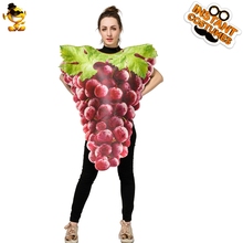 Traje de festa engraçado unissex feminino, fantasia de halloween cosplay frutas macacão meninas conjunto de mascote ramo de uvas 2024 - compre barato