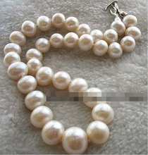 Красивый размер больше! Пресноводный жемчуг Белый Круглый 12-13 мм ожерелье 18 "природа 2024 - купить недорого