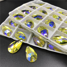 Citrine AB Drop Sew on Rhinestone Flat back Glass Crystal Teardrop Sew-on Stone For Dress Clothing Embroidery 2024 - buy cheap