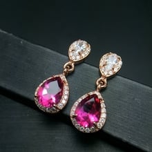 Pendientes de piedra preciosa de topacio rojo en forma de lágrima Uloveido para mujer, pendientes de plata de ley 925 para Aniversario de plata de ley 20% FR145 2024 - compra barato