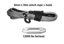 8mm*30m Synthetic Winch Rope Cable UHMWPE rope With Hook and 12000lbs fairlead 2024 - buy cheap