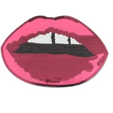 New Arrival Pink Sequined Lips Iron on Patches for Clothes Handmade Sequins Decoration Mouth Applique Patch Large  1Piece 2024 - buy cheap