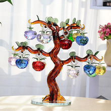 Crystal Apple Tree Ornaments 18pcs Hanging Apples Home Decor Figurines Christmas New Year Crafts Gifts Souvenir Glass Miniatures 2024 - buy cheap