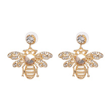 2018 Vintage cristal Rhinestone abejas cuelgan pendientes de gota joyería clásica Metal étnico Color oro declaración pendientes para las mujeres 2024 - compra barato