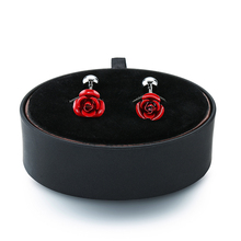 DY New Mens French Cufflinks black leather box set men and women fashion Valentines red rose Cufflinks Gift Set FREE SHIPPING 2024 - buy cheap