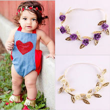 Infant Toddler Kids Girls Rose Flower Headband Headwear Hair Accessories Cute Floral White Blue purple headband 2024 - buy cheap