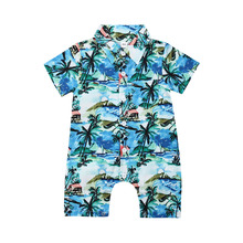 Летняя одежда для маленьких мальчиков, гавайский комбинезон с короткими рукавами, Одежда для пляжа, детский пляжный костюм 2024 - купить недорого