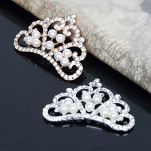 2pcs/lot Pearl Crown Rhinestone Buttons for Diy Girls Women Hair Accessories Wedding Party Bride Hair Embellishment Buttons 2024 - buy cheap