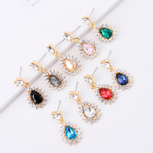 Luxury Water Drop Design Crystal Stone Inlaid Pendant Drop Earrings Rhinestone Decoration Dangle Earrings Women Party Jewelry 2024 - buy cheap