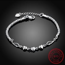 925 Sterling Silver Double Angel Wings Heart Charm Bracelets For Women Fashion Crystal Sterling-silver-jewelry Pulseira Feminina 2024 - buy cheap