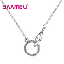 Elegante pingente de prata esterlina 925, charmoso com circular, colares para mulheres, presente simples e estiloso, joia de cristal cz 2024 - compre barato