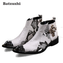 Batzuzhi botas masculinas de couro, botas de luxo com ponta fina de aço para casamento, tamanho 38-46 2024 - compre barato