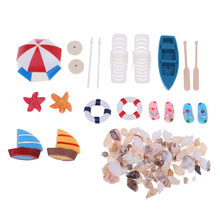 Miniature Deck Chair Beach Umbrella Boat Shell Kits for Dollhouse Life Scenes Decoration Aquarium Decor Accessory 2024 - buy cheap