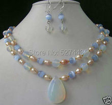 Wholesale  >Beautiful white opal and pearl necklace earring set 2024 - buy cheap