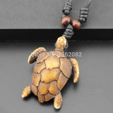 Brown Simulation Bone Carved Surfing Charms fish scales Turtles Pendants Necklaces for men women's Gifts MN448 2024 - buy cheap