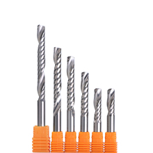 5pcs Carbide CNC Router Bits one Flute Spiral End Mills Single Flute Milling Cutter Tool Acrylic ABS PVC Cutter 6mm x12mm 52mm 2024 - buy cheap