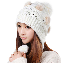 Mingjiestrihuo chapéu feminino de lã selvagem, moda coreana, bola de cabelo, quente, confortável, outono e inverno, protetor de orelha 2024 - compre barato