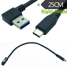90 градусов левый и правый угол USB 3,0 папа к USB3.1 Type-C папа USB синхронизации данных зарядный кабель Разъем Черный 0,25 м 25 см 2022 - купить недорого