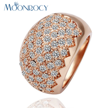 MOONROCY Free shipping  fashion Jewelry Wholesale Rose gold color  Crystal Rings Wedding bijouterie for women gift 2024 - buy cheap
