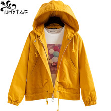 UHYTGF Spring autumn jacket women Fashion hooded student Windbreaker coats Long sleeve loose plus size outerwear abrigo mujer169 2024 - buy cheap