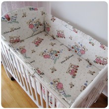Promotion! 6PCS Baby Crib Set New Arrival Bedding Sets Cotton Cartoon Nice Lovely Design (bumper+sheet+pillow cover) 2024 - buy cheap