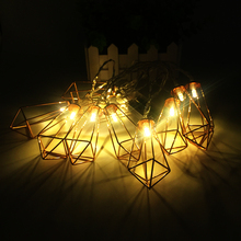Retro LED Fairy Lights Metal Diamond String Lights 10LED String Xmas Holiday Wedding Party Lamp Home Decoration Battery Powered 2024 - buy cheap