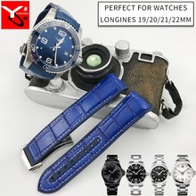 19mm 20mm 21mm 22mm Surface Nylon Surface Leather Bottom Silicone Watch Strap Folding Buckle Watchband Fit for Longines Watch 2024 - buy cheap