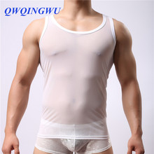Slim Men Undershirt Muscle Vest Quick Dry Transparent Nylon Summer T Shirts Mesh Men Undershirt Sleeveless Sleepwear Underwear 2024 - buy cheap
