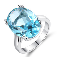 2018 nueva 925 de plata de calidad superior azul brillante anillo de Zirconia cúbica Bague de moda de joyas de Zirconia cúbica anillo para las mujeres anel 2024 - compra barato