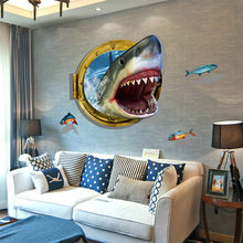 Adesivo de parede 3d tubarão decorativo diy, adesivo de arte para quarto de bebê, mar, cruzeiro 2024 - compre barato