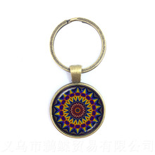 Flower of life Tibetan Om Mandala Keychain Gray Om jewelry Vintage Buddhism Meditation Jewelry Glass Dome Pendant Antique Bronze 2024 - buy cheap